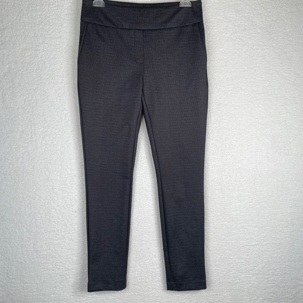 Dalia Womens Charcoal Gray Micro Pattern Slim Leg Pull On Dress Pants Size M
